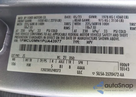 2023 Ford Escape St-Line from USA, damaged, VIN 1FMCU0MN1PUA43977